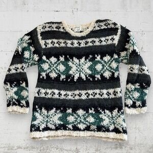 GAP Vintage Hand Knit Nordic Fair Isle Wool Mohair Alpaca Sweater Sz M